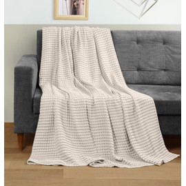 Utopia Bedding Khaki 100% Cotton Waffle Blanket 300 GSM [Throw - 60x50 Inch] Soft Lightweight Breathable Bed Blanket for All Season