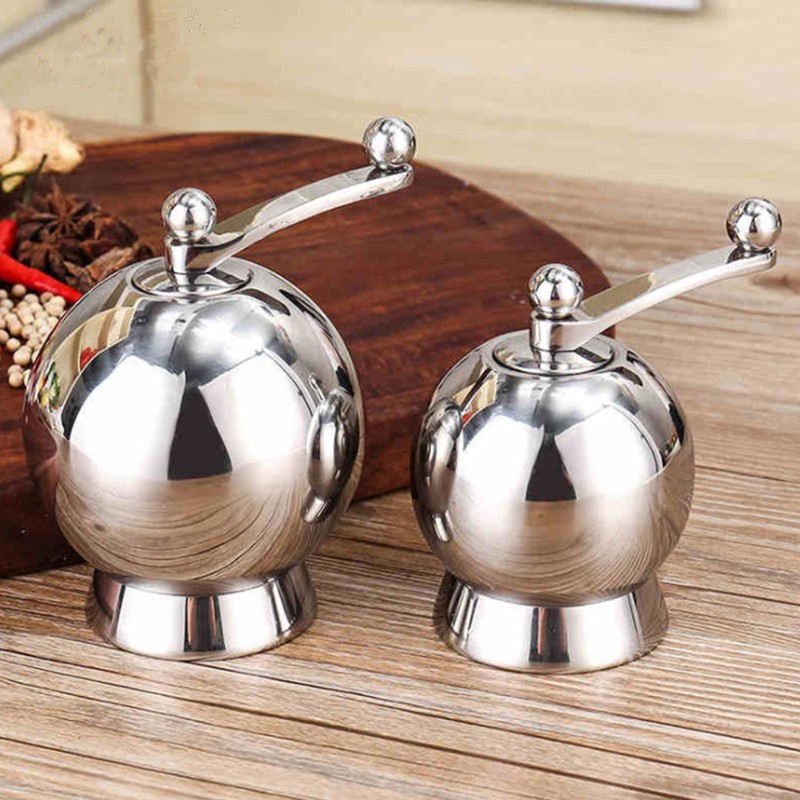 Pepper Grinder with Long Crank 304 Stainless Steel Round Hand