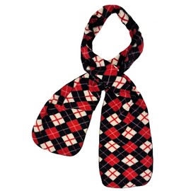 Red Black White Argyle Print Polar Fleece Scarf Glove & Hat Set