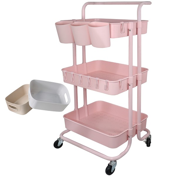 Freletry 3 Tier Utility Rolling Cart Storage Organizer Shelf Rack