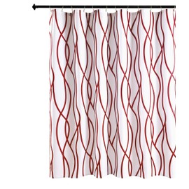 Biscaynebay Textured Fabric Shower Curtains Printed Dancing Bathroom Curtains, Burgundy 72 by 72 Inches