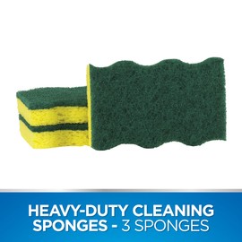 Dawn Heavy Duty Kitchen Dish Sponges, Green/Yellow (Pack of 3)