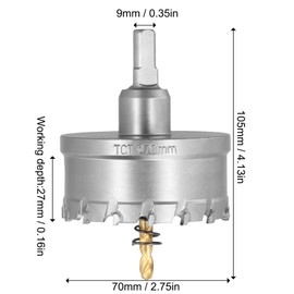 Ehuihuan Hole Saw Set, Drill Bit Socket, Can Drill, Hole Drill Metal TCT, Carbide Drill, Crown Drill Metal, Hole Cutter with Centre Drill for Iron, Copper, Stainless Steel, Aluminium (70 mm)