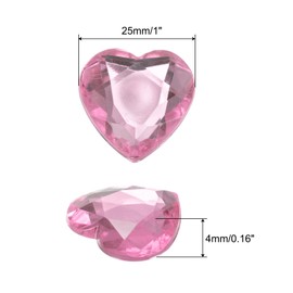 MECCANIXITY 20 Pcs Acrylic Heart Rhinestone 25mm Flat Back Plastic Gems Jewelry Stickers for Craft Bead Face Painting Costume Jewelry Making, Light Pink