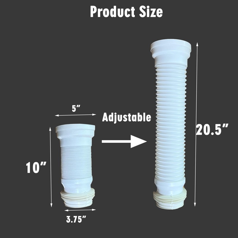 WinZo Toilet Flexible Extension Pipe Connector Parts For Rear Outlet