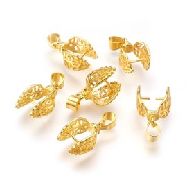 DanLingJewelry 50Pcs Vintage Jewellery Pinch Clip Buckle Bead Pendants Connector Findings Golden Colour Brass Pinch Clips for Jewellery Making Necklaces