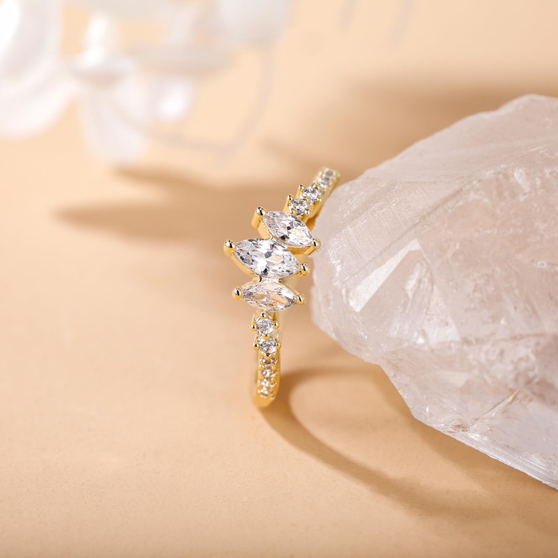 SHINYSO 14K Gold Plated Wedding Band for Women Thin Stackable