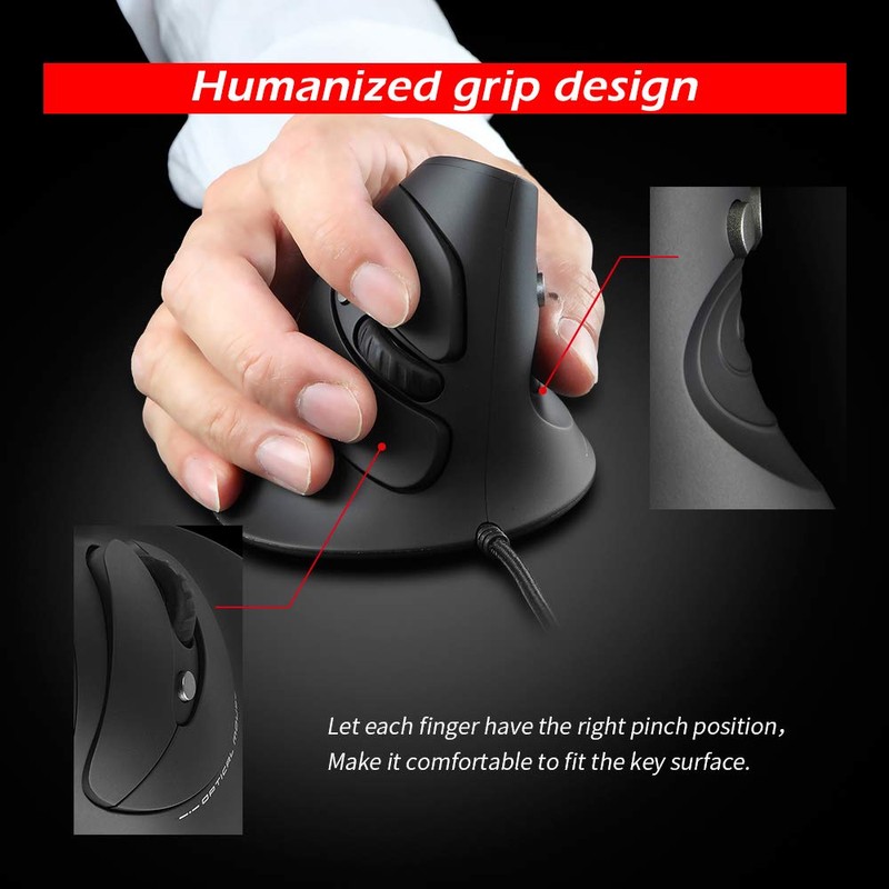 zelotes Vertical Ergonomic Mouse,3200DPI,6 Buttons Wired Computer Mouse,USB Optical Mouse,Wired