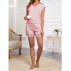 Famulily Women's Pyjamas Set Summer Sleepwear Cap Sleeve Round Neck