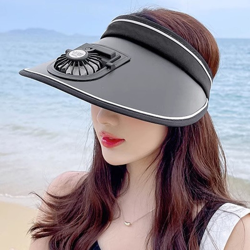Sun Visor Hats with Fan Large Area Sun Protection Visors