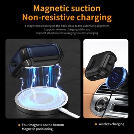 JIEYOUTA Funda Uso Rudo Galaxy Buds 3/3 Pro Cierre Seguro, Magnetismo, Carga Inalámbrica Rápida, Soporte Teléfono/Anticrachas/Antipolvo/Protección Integral, Kit Limpieza Incluido