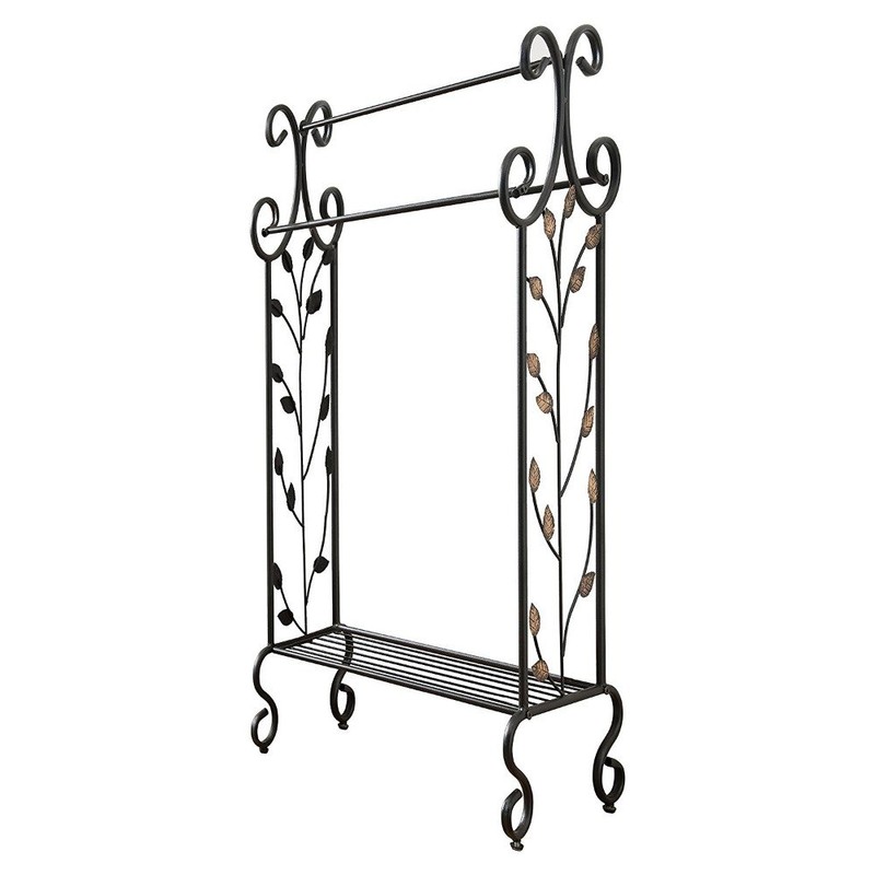 Kings Brand Furniture Black Metal with Gold Leaf Free Towel