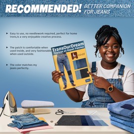 TransOurDream Tru-Iron on Patches for Jeans (10pcs, 8.5" x5.5", L Size), Large Denim Patch for Jeans Repair, Clothing and Jeans Repair & Decoration Kit, Jean Patches for Inside Jeans (5 Colors)