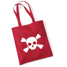 Huuraa Jute Bag Pirate Skull Gift 10 Litres Cotton Pirate Gift Idea, Classic red, Unit size