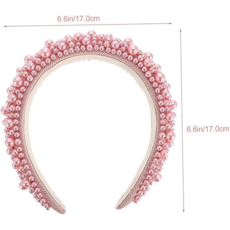 TRIXES Pink Pearl Beaded Headband - Comfortable Hair Band Accessory