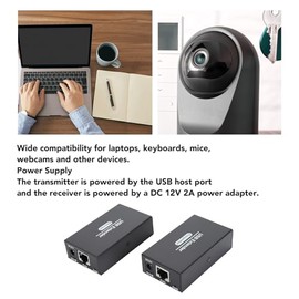 USB 2.0 Extender, 4-Port USB Extender over Cat5e, Cat6, Cat7 Up to 120M, USB RJ45 LAN Extender, USB Extender, Ethernet, Works with Windows/OS (EU Plug)