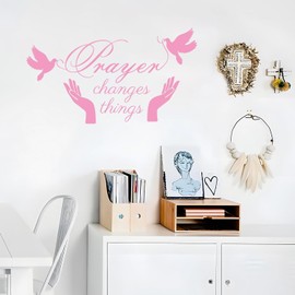 Bible Verse Wall Decor Inspirational Wall Decals Peel and Stick Prayer Changes Things, Biblical Christian Wall Art, Christian Wall Decor, Religious Wall Sayings for