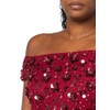Adrianna Papell Women's Off Shoulder Beaded Dress, Cranberry