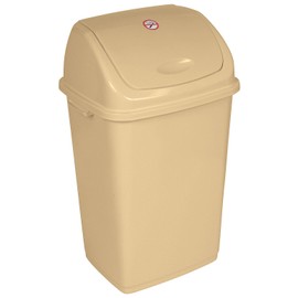 Superio Kitchen Trash Can 13 Gallon Beige, Plastic Waste Bin With Swing Top Lid 50 Liter
