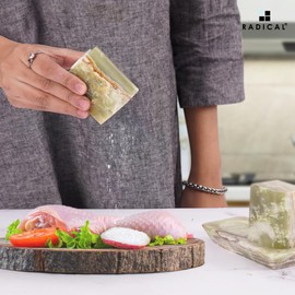 Radicaln Marble Salt & Pepper Shakers Set – 2.5" Green Modern Kitchen Essentials for Cooking and Dining, Stone Spice Holder & Saleros for Black Pepper, Pink Salt, Home & Farmhouse Decor