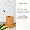 Natural Bamboo Toothbrush Holder for Bathroom, Fluted Square Bamboo Toothbrush