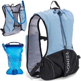 Running Vest for Women and Men Lightweight Hydration Backpack Pack with 1.5L Water Bladder Bag Running Gear Accessories for Hiking Trail Cycling Marathon (Blue)