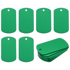 Rebower Aluminum Blank Tags Engraving Metal Stamping Blanks,[for Number Tag, Dog Tag,Pendant Decoration] - 2 x 1.2 Inch/Green / 25 Pcs