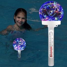 Pool Thermometer, Solar Digital Water Thermometer, Pond Thermometer, Pool Thermometer Floating with Light, Easy to Read at Night with Temperature Display for Pool, Aquariums, Pond, Durable Waterproof