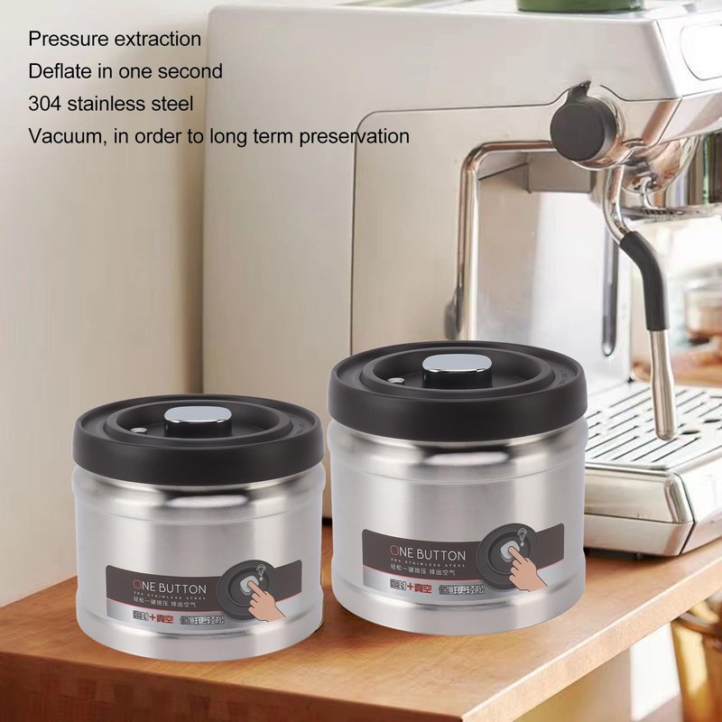Vacuum Coffee Canister, Stainless Steel Coffee Vacuum Container Airtight Coffee