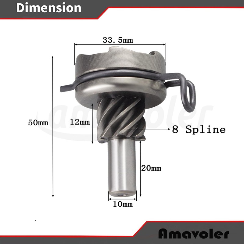 Amavoler 8 Spline Kick Start Idler Gear Shaft Aftermarket Replacement