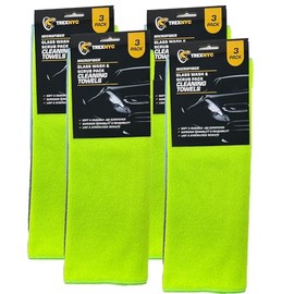 TrexNYC Microfiber Cleaning Cloth Set - Soft & Durable Cleaning Towels with Superior Durability & Reusability (4 Packs, Glass Wash & Scrub)