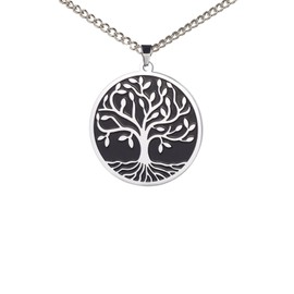 Amaxer Yggdrasil Tree of Life Necklace for Men Family Tree of Life Sturdy Locket Jewellery Gift Box Chain Pendant Necklace, Stainless Steel