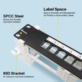 Enmane 8 Port Blank Keystone Patch Panel Wall Mount 10inch with 89D Bracket Ethernet Patch Panel (Blank)
