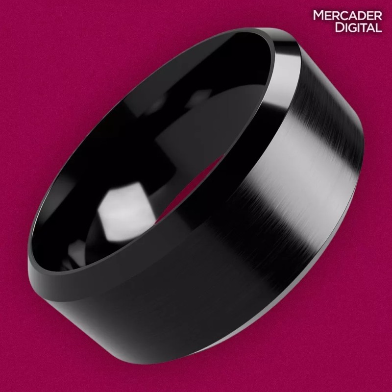 Mercader Digital Anillo De Titanio Negro Unisex Clásico Calidad Resistencia