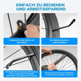 WATSABRO Bicycle Tyre Lever, Pack of 3 Metal Tyre Levers for Bicycle Tyre Changing Tool, Bicycle Tool, Bicycle Tyre Lever, Black