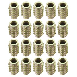 sourcing map Furniture Threaded Insert Nuts Zinc Alloy Hex-Flush M6 Internal Threads 18mm Length 20pcs