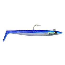 Savage Gear Sandeel V2-2 Rubber Fish + 1 Jig Head Size / Weight / Colour: 15.5 cm / 46 g / Blue Pearl Silver UV