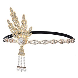 JUSTUSNX Gatsby Crystal Headband 1920s Flapper Headband pearl Rhinestone Headband,Party Supplies for Women and Girls (A)