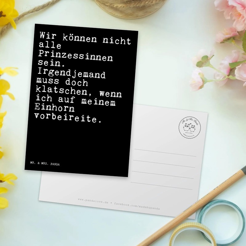 Mr. & Mrs. Panda Postcard "Wir können nicht alle... "