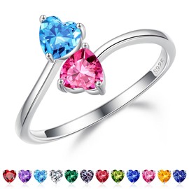 Iefil March October Birthstone Rings, Aquamarine & Sapphire Birthstone Jewelry, Anniversary Wife Gifts, Anniversary Women Gifts, Birthstone Rings, Rings Gifts for Wife Women