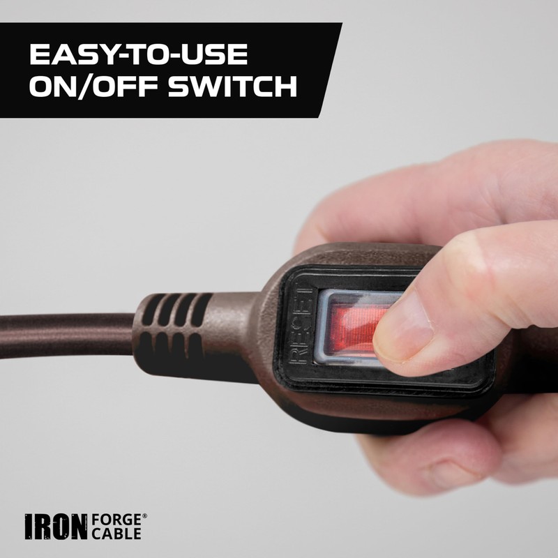 IRON FORGE Cable de extensión café para exteriores con interruptor