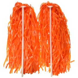 Beistle Orange Poly Shakers, 2-Count Cheerleading Poms for Sports Events, Football Game Days, Pep Rallies, Showing School Spirit, and Team Pride Celebrations, 12” x 11”, 12" x 11"