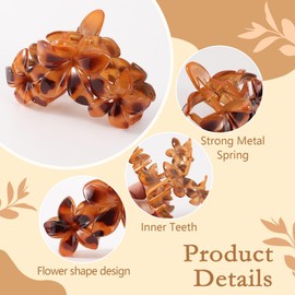 Molizummy 6 PCS Hawaiian Flower Hair Clips for Women - Large Non-Slip Claw Clips with Strong Hold, Matte Plumeria Hair Accessories for Thick Thin Hair, Beach & Daily Styling Holiday Gifts