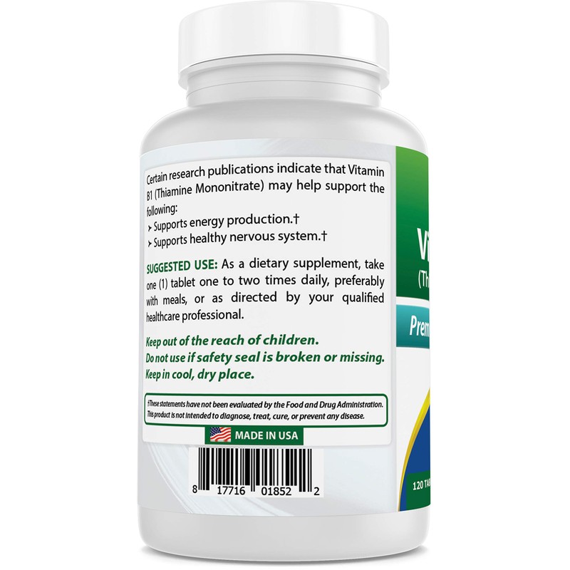 Best Naturals Vitamin B1 as Thiamine Mononitrate 500 mg 120