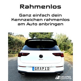 GRAPID Automotive® Frameless Stainless Steel Number Plate Holder - Universal Holder - No Wobbling - No Vibrating - Invisible Fixing