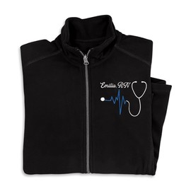 CAOMP Custom Nurse Jacket - Women's Fleece Lightweight Embroidered Full-Zip Medical Nursing Jacket - Black