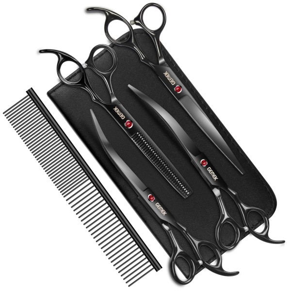 Gemek 7.0In Titanium Professional Dog Grooming Scissors Set 6 in