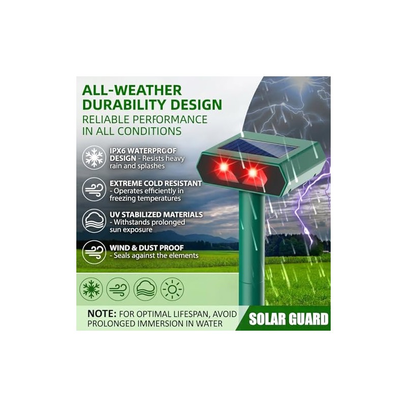 2025 Solar Nocturnal Animal Repeller Deer Repellent Outdoor with Red