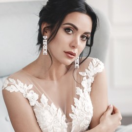 Bridal Earrings Wedding Earrings Wedding Jewelry Set for Bride Letter BRIDE Dangle Earrings Bride Earrings Bachelorette Gifts for Bride