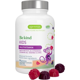Methylierte Kinder Multivitamin Gummies, MTHFR Unterstützung mit B-Vitaminen, Clean Label, zuckerfrei, ab 4 Jahren, 90 Stück mit Beerengeschmack, vegan, ohne künstliche Süßstoffe & Aromen, von Igennus